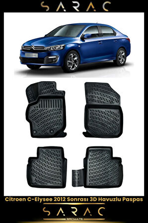 Citroen C-elysee 2018 Model Araca Özel 3d Havuzlu Paspas