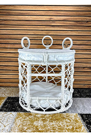 Reyo Lüxperi Kristal Taşlı İki Katlı Kedi Yatağı, Kedi Ranzası Beyaz