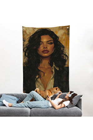 Ela Gözlü Güzel Kadın Duvar Örtüsü-7798