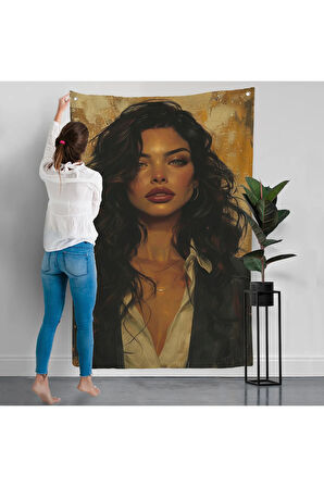 Ela Gözlü Güzel Kadın Duvar Örtüsü-7798