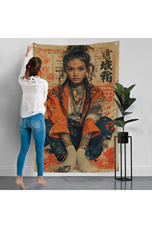 Sevimli Japon Kız Duvar Örtüsü-7799