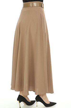 SORALLİNE KADIN KLOŞ ETEK 95 CM BOYUNDA ETAMİN DESEN BAHARLIK 779 NOHUT RENGİ