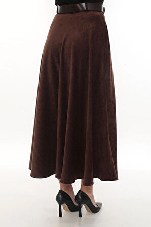 SORALLİNE KADIN KIŞLIK ŞÖNİ KADİFE ETEK 95 CM BOYUNDA ASTALI 779