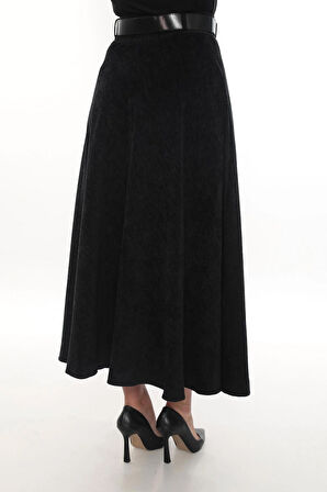 SORALLİNE KADIN KIŞLIK ŞÖNİ KADİFE ETEK 95 CM BOYUNDA ASTALI 779