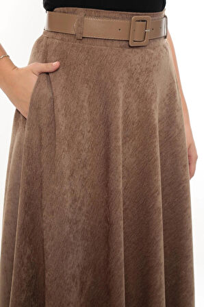 SORALLİNE KADIN KIŞLIK ŞÖNİ KADİFE ETEK 95 CM BOYUNDA ASTALI 779