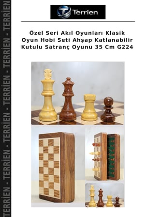 Özel Seri Akıl Oyunları Klasik Oyun Hobi Seti Ahşap Katlanabilir Kutulu Satranç Oyunu 35 Cm G224