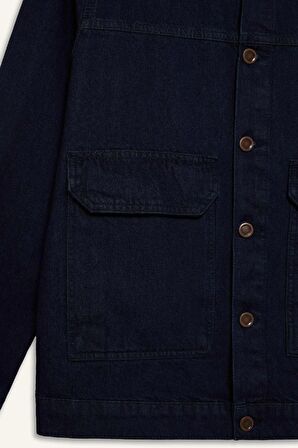 DeFacto Slim Fit Dar Kesim Kontrast Yakalı Mevsimlik Baharlık Jean Ceket E5490AX25SPNM34