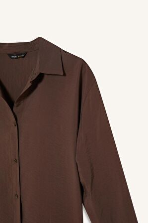 Oversize Geniş Kalıp Basic Düz Uzun Kollu Gömlek