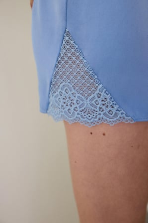 Mavi Luna Dantelli Saten Şort Pijama Altı