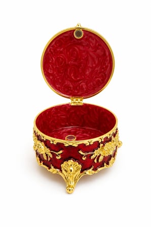 Yuvarlak Renkli Gold İşlemeli Mücevher Kutusu