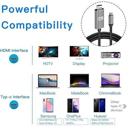 Daytona CH-01 Type-C To 4K Ultra Full Hd HDMI Usb-C Tak Çalıştır Görüntü Aktarım Kablosu