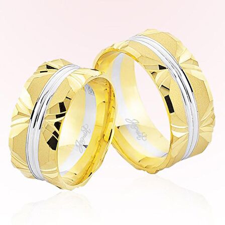 Harem Altın Sarı Beyaz Altın Alyans 7801