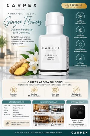 Carpex Aroma Oil 200 ml Premium Koku Kartuş Ginger Flowers K.T.