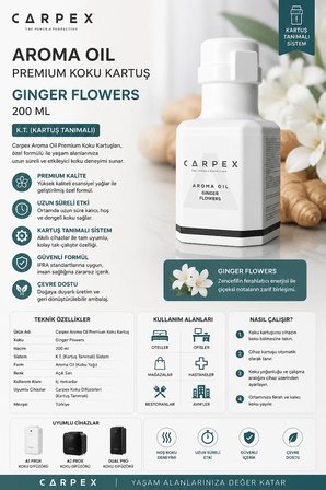 Carpex Aroma Oil 200 ml Premium Koku Kartuş Ginger Flowers K.T.