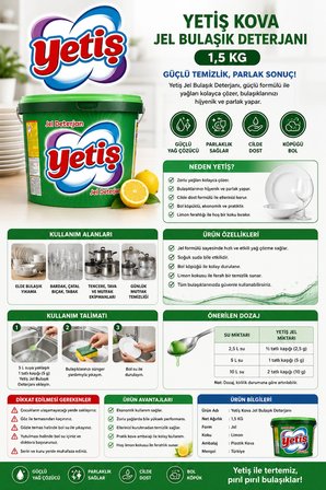 Yetiş Kova Jel Bulaşık Deterjanı 1.5 Kg