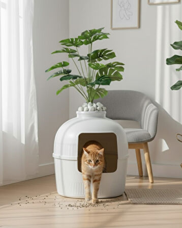 Reyo Dekorapet Dekoratif Kedi Tuvaleti Beyaz