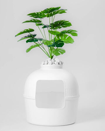 Reyo Dekorapet Dekoratif Kedi Tuvaleti Beyaz