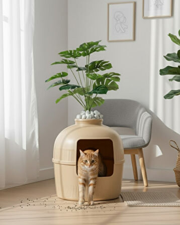 Reyo Dekorapet Dekoratif Kedi Tuvaleti Latte