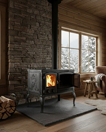 Reyo Stove Ayder Fırınlı Kuzineli Döküm Şömine Soba