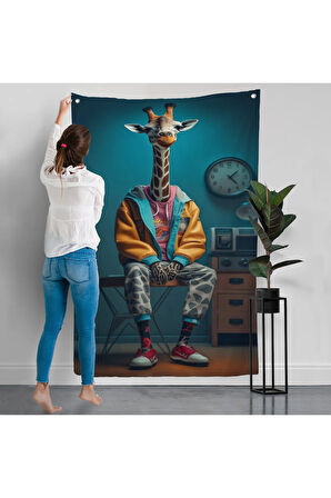 Sevimli Zürafa Duvar Örtüsü-7802