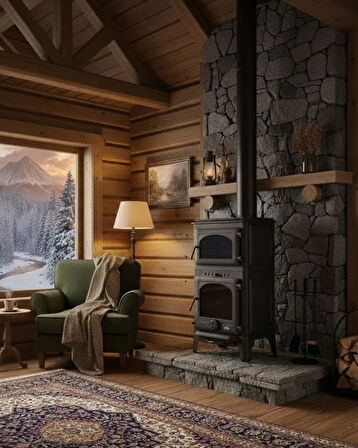 Reyo Stove Danışment Fırınlı Küllüklü Döküm Şömine Soba