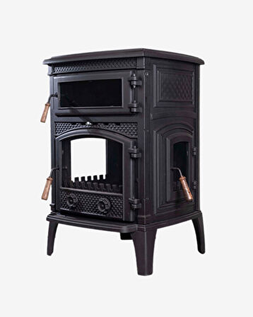  Reyo Stove Kemah  Üç Camlı Yan Kapak Fırınlı Döküm Şömine Soba