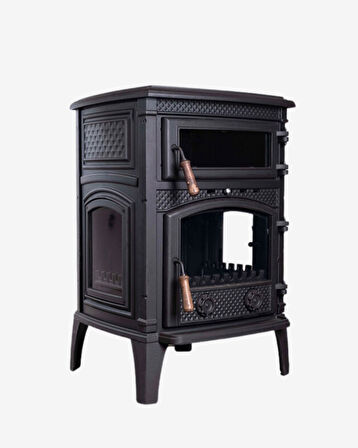  Reyo Stove Kemah  Üç Camlı Yan Kapak Fırınlı Döküm Şömine Soba