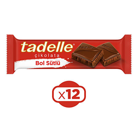 Tadelle Tablet Çikolata 12x30 gr 3 lü Karma / Fındıklı-Sütlü-Antep Fıstıklı