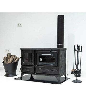 Reyo Stove Kırkgöze Büyük Camlı Fırınlı Şömine Soba
