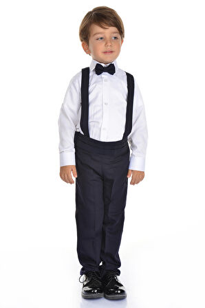 Saten Yaka Kuşaklı Yelekli Erkek Çocuk Takım
