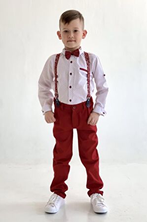 Uzun Pantolon Desenli Gömlek Erkek Çocuk Takımı