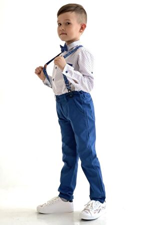 Uzun Pantolon Desenli Gömlek Erkek Çocuk Takımı