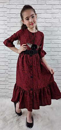 Vintage Basma Kız Çocuk Elbise