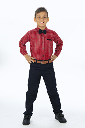 Baskılı Oxford Erkek Çocuk Gömlekli Takım MNK0322A