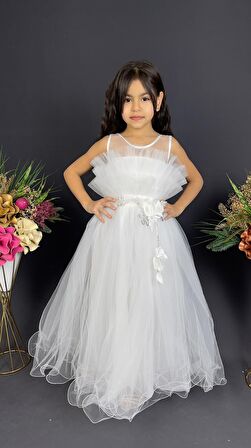 Kız Çocuk Robası Katlı Özel Gün Abiye Elbise MNK0475