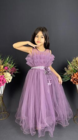 Kız Çocuk Robası Katlı Özel Gün Abiye Elbise MNK0475