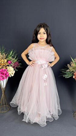 Kız Çocuk Robası Katlı Özel Gün Abiye Elbise MNK0475