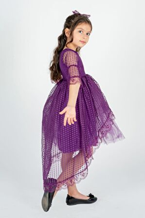 Kuyruklu Model Kız Çocuk Dantel Elbise MNK0482