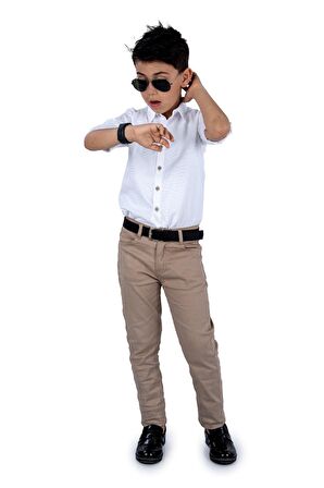 Tarz Gömlek Gabardin Pantolon  Erkek Çocuk Takım MNK0422