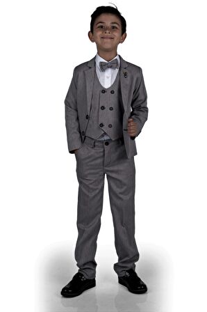 6 Düğme Yelekli Ceketli Çocuk Tam Takım Elbise MNK0523