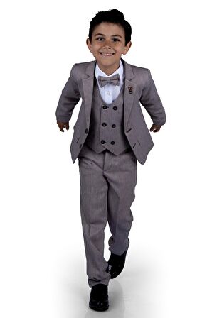 6 Düğme Yelekli Ceketli Çocuk Tam Takım Elbise MNK0523