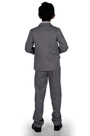 6 Düğme Yelekli Ceketli Çocuk Tam Takım Elbise MNK0523