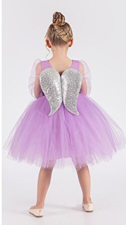 Kanatlı Kız Çocuk Şifon Kol Abiye  MNK0534