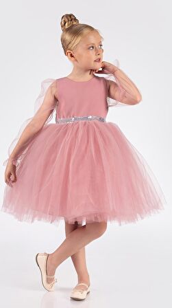 Kanatlı Kız Çocuk Şifon Kol Abiye  MNK0534