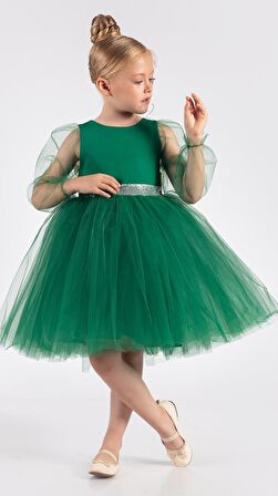 Kanatlı Kız Çocuk Şifon Kol Abiye  MNK0534