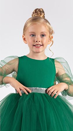 Kanatlı Kız Çocuk Şifon Kol Abiye  MNK0534