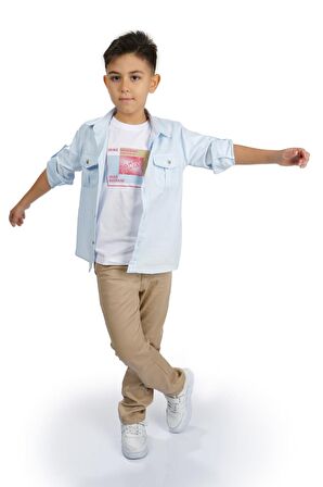 Gömlek , Pantolon , T-Shirt  3Parça Erkek Çocuk Takım MNK1754