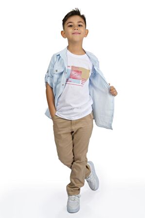 Gömlek , Pantolon , T-Shirt  3Parça Erkek Çocuk Takım MNK1754