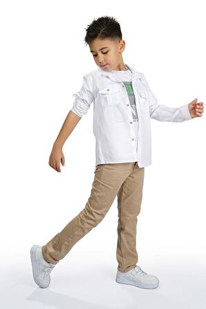 Gömlek , Pantolon , T-Shirt  3Parça Erkek Çocuk Takım MNK1754