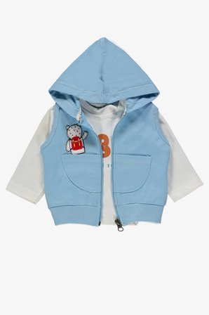School Bear Cepli Erkek Bebek 2İplik Yelekli Takım MNK14140